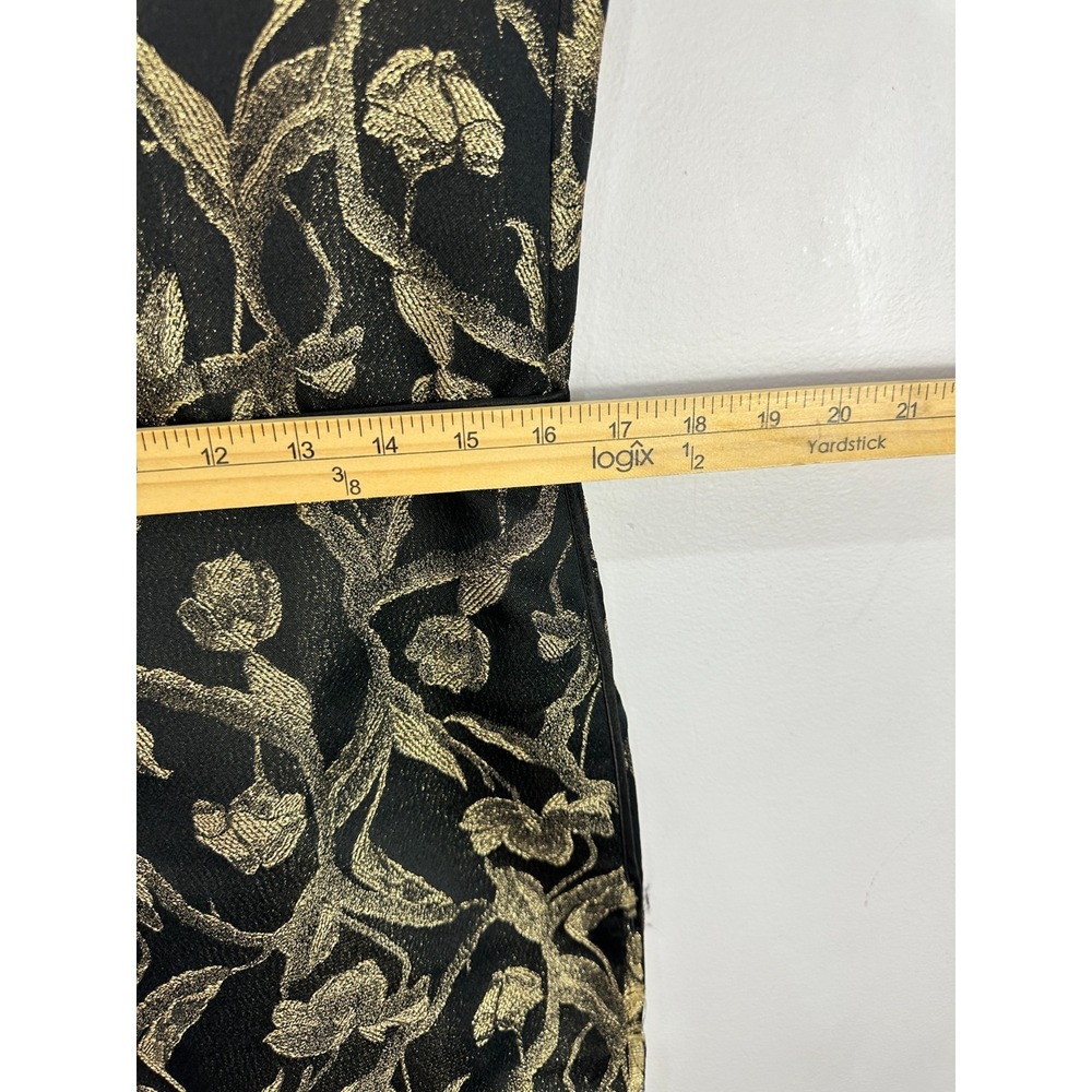 Talbots Gold Brocade Sheath Dress Size 12 Black Floral Metallic Quiet Luxury - Picture 7 of 8